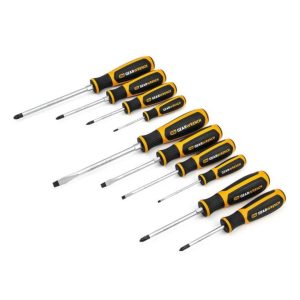 10 Pc Phillips/Slotted/Pozidriv Dual Material Screwdriver Set | Screwdrivers Hand Tools Black & Orange