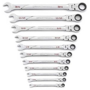 11 Pc 120XP Universal Spline Sae XL Flex Combination Ratcheting Wrench Set | Tool Sets Hand Tools Silver