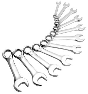 11 pc. SAE Stubby Combo Wrench Set | Wrenches Hand Tools Silver