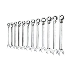 12 P 12 Point Reversible Ratcheting Combination Wrench Set Metric | Tool Sets Hand Tools Silver