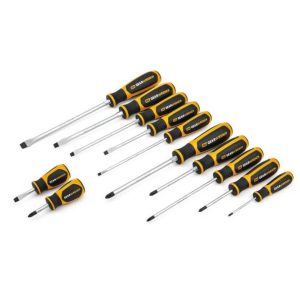 12 Pc Phillips/Slotted Dual Material Screwdriver Set | Screwdrivers Hand Tools Black & Orange