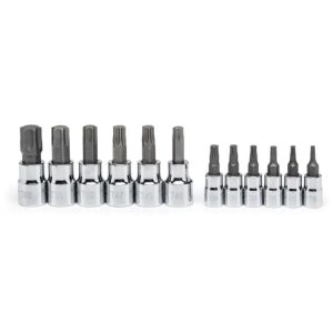 12 Pc TORX Bit 1/4 In. and 3/8 In. Drive Socket Set | Sockets & Socket Sets Hand Tools Silver