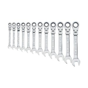 12 piece Flex Head Ratcheting Metric Wrench Set | Tool Sets Hand Tools Silver