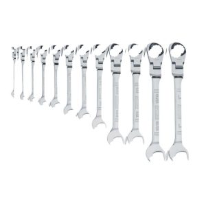 12 piece Flex Head Ratcheting SAE Wrench Set | Tool Sets Hand Tools Silver