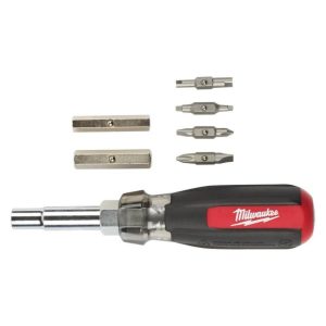 13-in-1 Cushion Grip Screwdriver with Schrader Bit | Screwdrivers Hand Tools Red