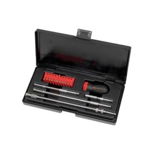 15 pc Stubby Handle Ratcheting Screwdriver Set | Screwdrivers Hand Tools Red