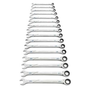 16 Pc 120XP Universal Spline Metric XL Combination Ratcheting Wrench Set | Wrenches Hand Tools Silver