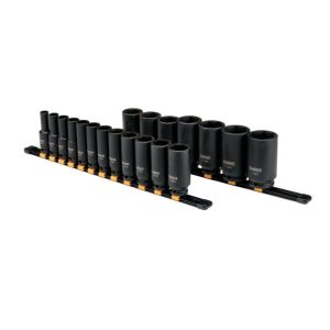 19 Piece 1/2 in Drive Deep Impact Socket Set 6 PT | Sockets & Socket Sets Hand Tools Black