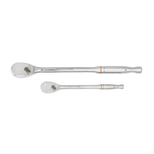 2 Pc 1/4in & 3/8in Drive 90 Tooth Long Handle Teardrop Ratchet Set | Hand Ratchets Hand Ratchets Hand Ratchets