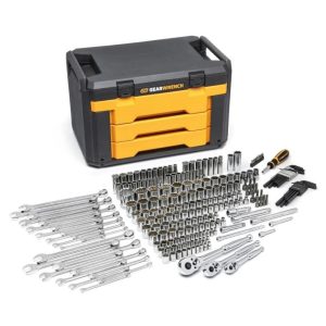 239 Piece Mechanics Tool Set in 3 Drawer Storage Box | Sockets & Socket Sets Hand Tools Black