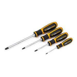 4 Pc Pozidriv Dual Material Screwdriver Set | Screwdrivers Hand Tools Black & Orange