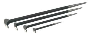 4 piece Steel Pry Bar Set with Ground Pointed End | Wrecking Pry Bars Hand Tools Black