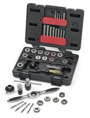 40pc SAE Ratcheting Tap and Die Drive Tool Set | Taps & Dies Hand Tools Silver