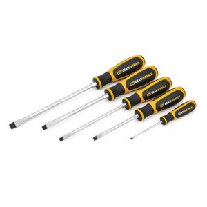 5 Pc Slotted Dual Material Screwdriver Set | Screwdrivers Hand Tools Black & Orange