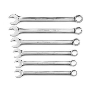 6 Piece 12 Point Long Pattern Combination Wrench Set Metric | Tool Sets Hand Tools Silver