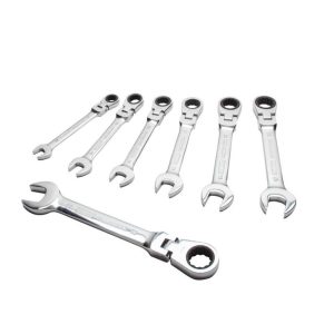 7 Piece Ratcheting Flex Head Combination Wrench Set | Wrenches Hand Tools Silver