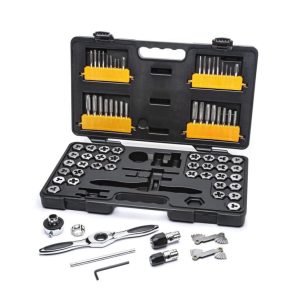 77 Piece Ratcheting Tap and Die Set SAE/Metric | Taps & Dies Hand Tools Silver