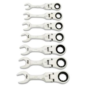 90-Tooth 12 Point SAE Stubby Flex Ratcheting Combination Wrench Set 7pc | Tool Sets Hand Tools Tool Sets