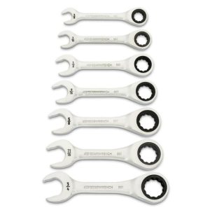 90-Tooth 12 Point SAE Stubby Ratcheting Combination Wrench Set 7pc | Tool Sets Hand Tools Tool Sets