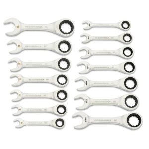 90-Tooth 12 Point SAE/Metric Stubby Ratcheting Combination Wrench Set 14pc | Tool Sets Hand Tools Tool Sets