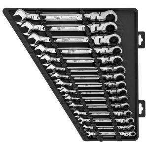 Combination Wrench Set Metric Flex Head Ratcheting 15pc | Wrenches Hand Tools Silver