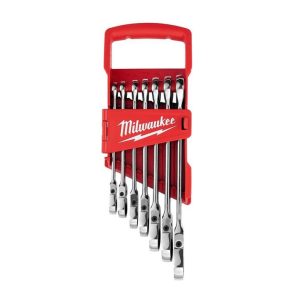 Combination Wrench Set SAE Flex Head Ratcheting 7pc | Tool Sets Hand Tools Silver