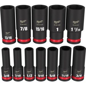 Impact Socket 1/2in Drive SAE 6 Point 12pc | Sockets & Socket Sets Hand Tools Black