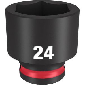 Impact Socket 3/8in Drive 24mm Standard 6 Point | Sockets & Socket Sets Hand Tools Black