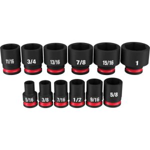 Impact Socket 3/8in Drive SAE Standard 6 Point 12pc | Sockets & Socket Sets Hand Tools Black