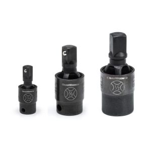 Pinless Impact Universal Joint 3 pc. 1/4 In. 3/8 In. & 1/2 In. Drive | Sockets & Socket Sets Hand Tools Black