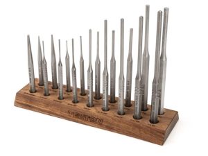 Punch Set with Walnut Block (18 Piece) | Punching Tools Hand Tools Punching Tools