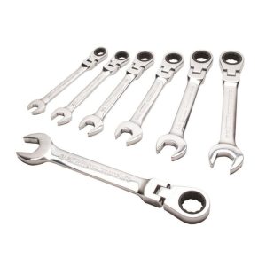 Ratcheting Flex Head Combination Wrench Set SAE 7pc | Tool Sets Hand Tools Silver