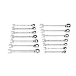 Ratcheting Wrench Set with Wrench Roll 90 Tooth 12 Point SAE Reversible 14pc | Tool Sets Hand Tools Tool Sets