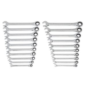 SAE/Metric Ratcheting Combination Wrench Set 20pc | Wrenches Hand Tools Silver