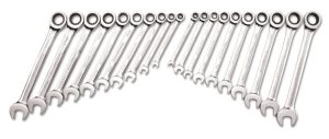 SAE/Metric Ratcheting Combination Wrench Set 20pc | Wrenches Hand Tools Silver