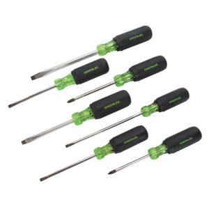 Screwdriver Set 7 Piece | Screwdrivers Hand Tools Black & Green