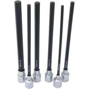 Set of Six 6 Inch Metric Socket Bits with Sockets | Hex Keys Hand Tools Hex Keys