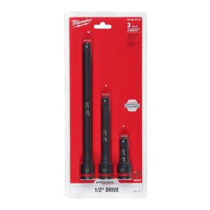 SHOCKWAVE Impact Duty 1/2inch Drive Extension Set 3pc | Sockets & Socket Sets Hand Tools Black