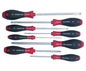 SoftFinish Slotted & Phillips Screwdriver Set 8 Piece | Screwdrivers Hand Tools Black & Red