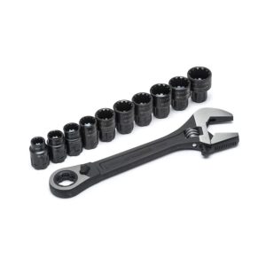 X6 Pass-Thru Adjustable Wrench Set | Sockets & Socket Sets Hand Tools Black