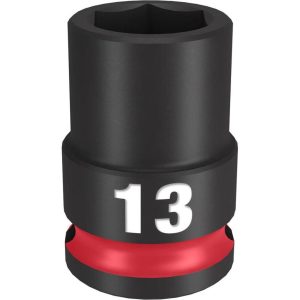 Impact Socket 3/8in Drive 13mm Standard 6 Point | Sockets & Socket Sets Hand Tools Black